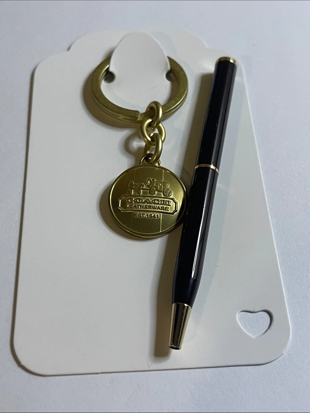 Coach Gold-tone Round Logo Keyring and Coach Pen